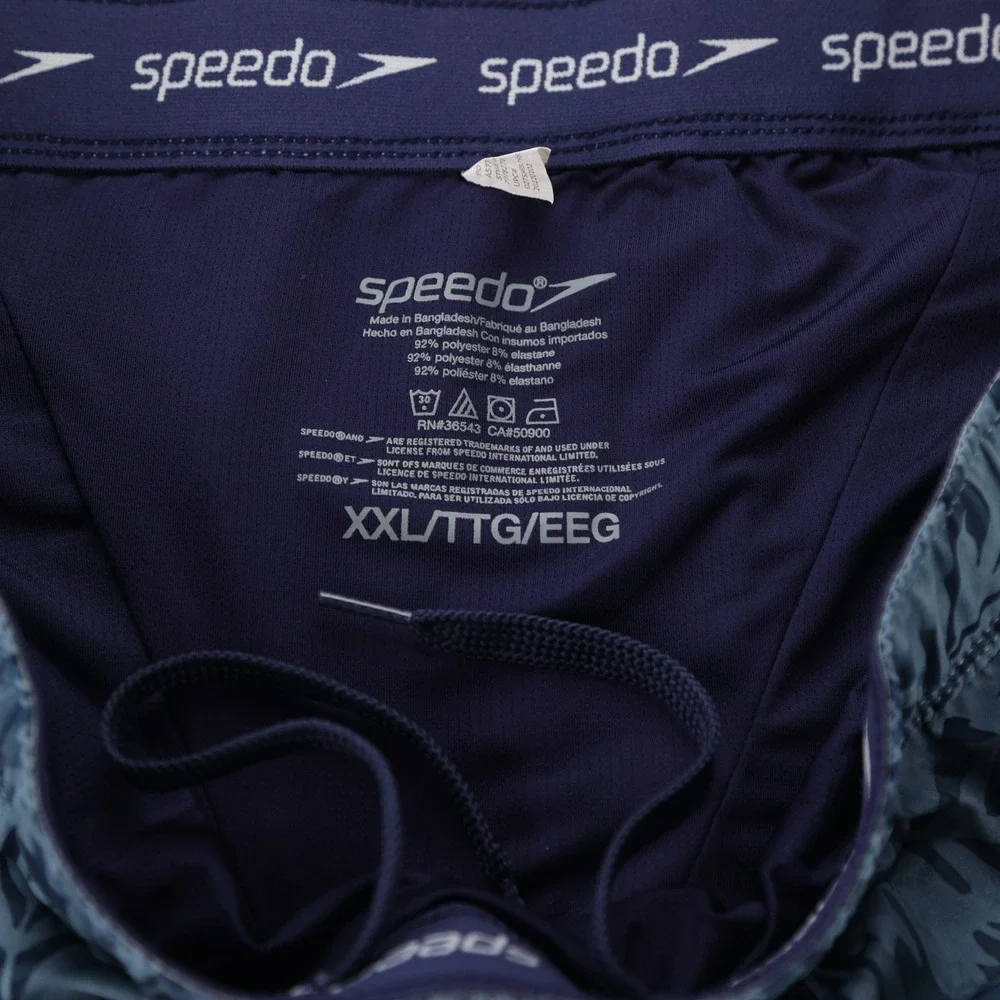Speedo Men's Tropical Leaf‎ Print Lined Swim Trunks Shorts Blue Size XL